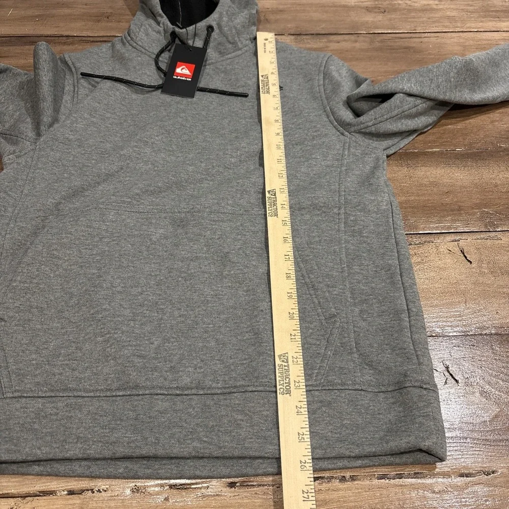 Quiksilver DryFlight Bonded‎ Fleece Hoodie Men's Small Heather Gray Pockets New